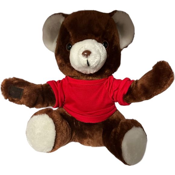 Saks Fifth Avenue Brown Teddy Bear Plush Steven Smith Red Shirt Stuffed Animal - Picture 5 of 16